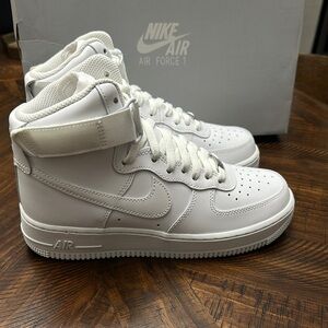 Nike White Sneakers with Chunky Sole and High-Top Design
